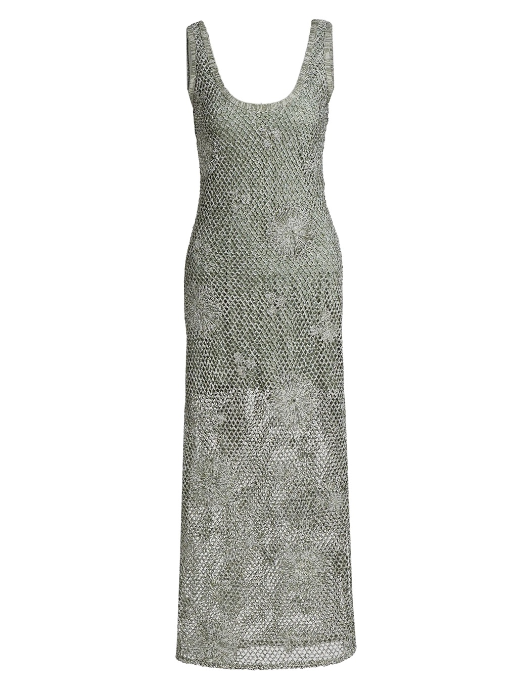 Ramy Brook Sage Green Crochet Floral Maxi Dress